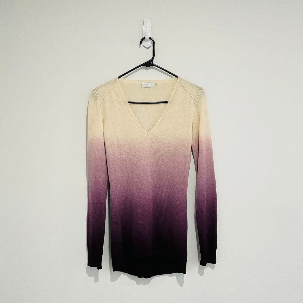 Malika Cashmere White Purple Ombre Sweater
